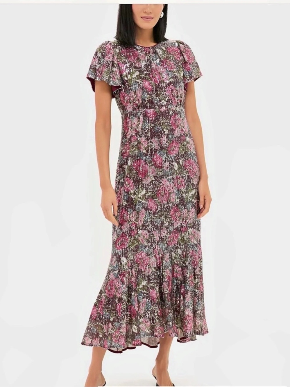 NWT Tuckernuck Elodie Dress Flutter Sleeve Floral Sequin
